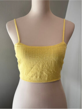 Missguided Yellow Lace Up Back Crop Top Strappy Cami Size US 6 UK 10